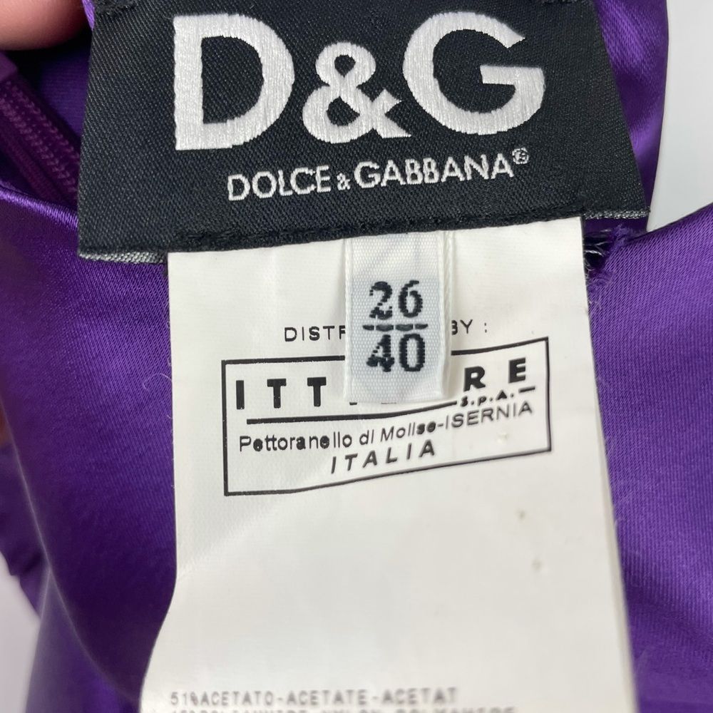 Dolce & Gabbana Purple Satin Sleeveless Midi Corset Dress Size 26/40 Small US 4 - Picture 9 of 11